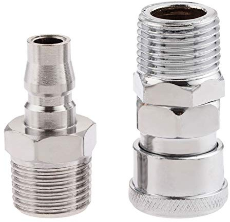 2Pcs Air Compressor 1/2 BSP Air Line Fittings Hose Pipe Couplings Connector Kit Quick Release Coupler Connector with Male Female Thread