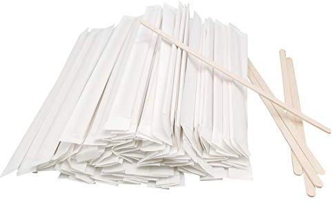 WerkaSi Coffee Stirrers Coffee Stir Sticks 7 inch Wooden Tea Stirrers Individually Wrapped Long Swizzle Drink Stirring Sticks for Handmade Popsicle Fruit Craft 180 Pcs