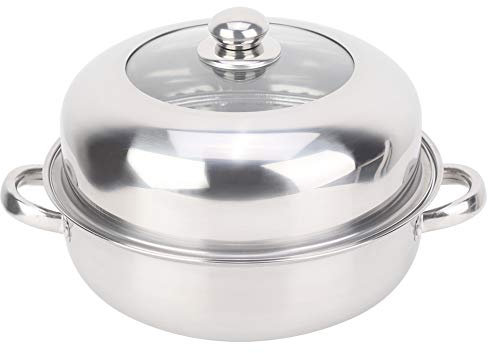 Tyenaza Pot à Vapeur, cuiseur à Vapeur Simple Couche de 28 cm, Insert à Vapeur en Acier Inoxydable ou passoire avec Couvercle, Grande marmite en métal pour la Cuisson des ustensiles de Cuisine