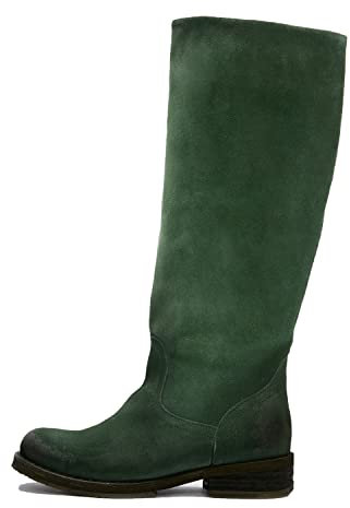 Felmini - Chaussures Femme - Tomber en amour avec COOPER A712 - Bottes Biker - Cuir Véritable - Vert - 37 EU Size