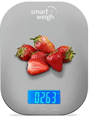 Smart Weigh Gray Digital Kitchen Scale for Cooking, Weight Loss, Calorie Tracking, Baking, Food Portion Control, and Meal Prep - Accurate Measurements in Grams and Ounces