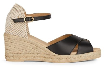 Geox Sandalo da donna D Gelsa Low A Wedge, Nero, 38 EU
