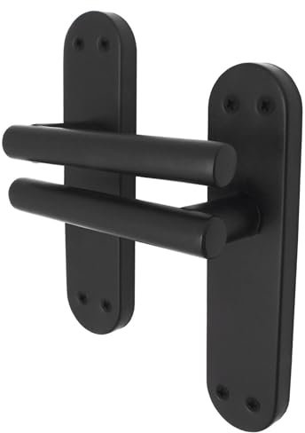 EAI Black Door Handles | 1 Pair of Matt Black Internal Lever Latch T-Bar Handles on Backplate | Oliena Range