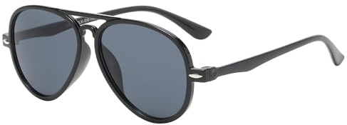 OWL Kids Aviator Sunglasses UV400 Protection Lens Colorful Plastic Frame Childrens Black Aviators for Boys Girls