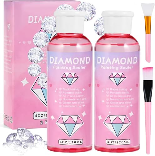 Cieex Diamond Art Sealer Glue for Shine & Hold With Brush, 2 Pack