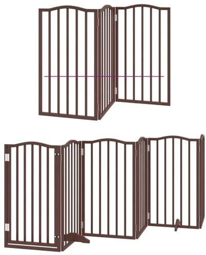 vidaXL Hundgrind med dörr vikbar 15 paneler brun 750 cm poppel, husdjursgrind, hundgrind för trappor, valpgrind för trappor, hundgrind med dörr