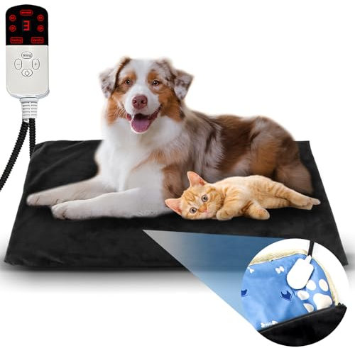 ZoneYan Tapis Chauffant pour Animaux, Chien Chat Tapis Chauffant 70 * 45cm, Coussin Chauffant électrique pour Animaux avec Couverture Crystal Velvet pour Chats et Chiens de Nouveau-né