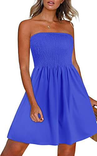 florynova Robe d'été décontractée sans manches pour femme, robe d'été à épaules dénudées, cache-maillot de plage