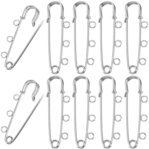 SUNNYCLUE 1 caja de 30 piezas de Alfiler de Seguridad de 3 agujeros Alfiler de Plata para Falda Escocesa Cierre de Metal Resistente de Hierro A Granel Broches de Decoración Accesorios para Coser Manta