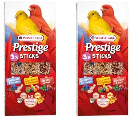 Versele-Laga Prestige Sticks Kanarien Triple Variety | Doppelpack | 2 x 90 g | Snack für Kanarienvögel | Ohne synthetische Konservierungsmittel, Farbstoffe oder Aromen