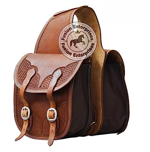 EQUIEMPRESS Borsa da sella western in pelle per cavalli | Equitazione e corse di barili | Borsa da sella con tracolla regolabile DIMENSIONI: 10 L x 10 W x 3½ AM-88