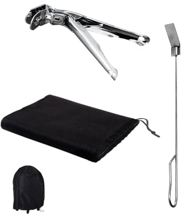 Cecotec Juego de Utensilios para Barbacoa de Acero Inoxidable DragonPack 6600 S. Accesorios Versátiles con Pinzas de Agarre Firme, Cubierta Resistente y Atizador para Fuego Uniforme y Duradero