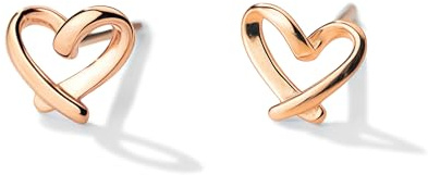PERIMADE Orecchini a perno a forma di cuore in oro rosa, placcati in oro, piccoli orecchini a foro, delicati, in argento Sterling 925, ipoallergenici, non si ossidano, gioielli alla moda, regalo di