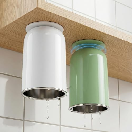 ASOUUNLD 2 Pz Bicchiere Portaspazzolino Magnetico da 350 ml,Bicchiere Magnetico in Acciaio Inox 304,Tazza per Spazzolino da Denti e Dentifricio per Bagno, Cucina, Picnic e Viaggi,Senza Foratura