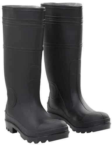 QUAHEAS Botas de goma negras de PVC, talla 40, con suela antideslizante, impermeables, para hombres, mujeres, niños, exteriores, caza, pesca, estanque, pesca con mosca y protección contra inundaciones
