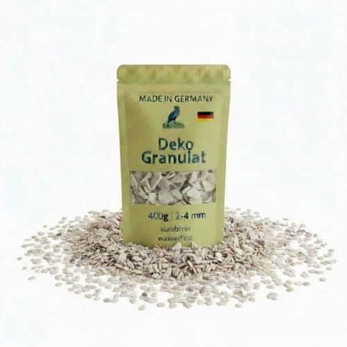 FADEDA Naturaleza granulado de conchas 2 – 4 mm, 400 g, conchas auténticas trituradas como decoración de mesa marítima y decoración para esparcir, arena de color para jarrones, vasos y bodas, 330 ml