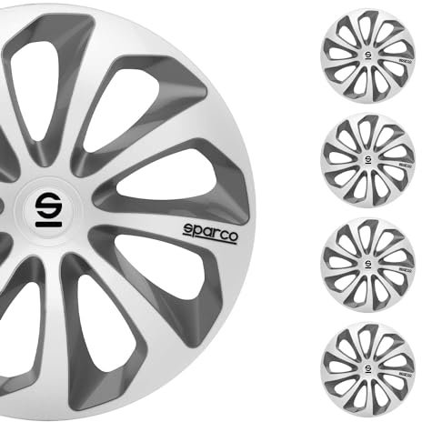 SPARCO SPC1673SVGR Enjoliveur Sicilia, Argent/Gris, Set de 4, 16
