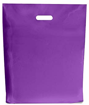 MustBeBonkers 30 LARGE PURPLE PLASTIC BAGS BOUTIQUE GIFT SHOP CARRIER BAG 15x18+3 Inches