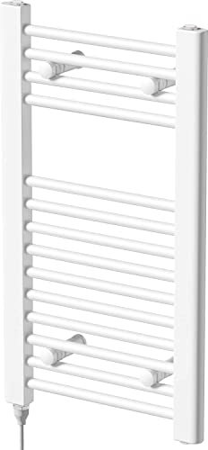 DuraTherm® 700 x 400mm Staight Electric Heated Towel Rail Radiator Bathroom Warmer Wall Mounted Ladder Rad, Manual 150W, White