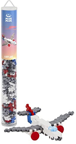 Plus-Plus 9604284, Geniales Konstruktionsspielzeug, Flugzeug, Kreativ-Bausteine Tube, 100 Teile