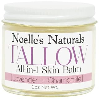 Organic Tallow Balm - 2oz Jar - Lavender Chamomile - All-In-One Skin Balm - Soothing, Healing, Moisturizing, for all Skin Types - Excellent for Dry Skin, Eczema, Burns, Cuts, Boo-Boos, Cracked Heels