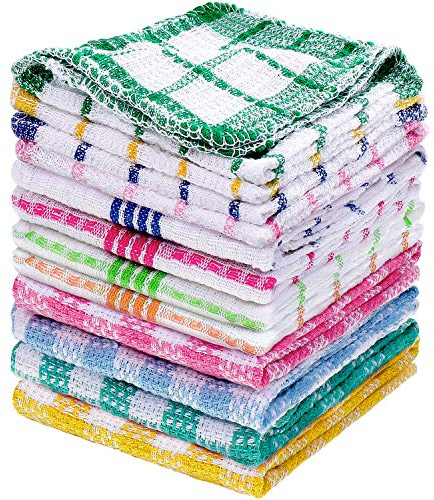 Patelai 12 Pcs Kitchen Dish Cloths for Washing Dishes Absorbent Dish Rags Cleaning Reusable Towels for Scrubbing Wipe Glass Summer Home Household Supplies(Bright Color,13.8'' X 13.8'', 11.8 x 11.8'')