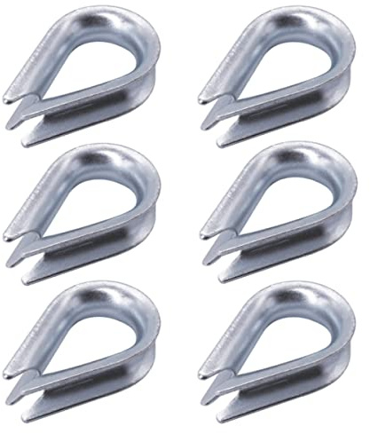 (Förpackning med 6 st) DIN 6899B galvaniserad vajer kaus 12 mm, kabelfläns hjärta för stålrep, kabelriggning (6 st, 12 mm)