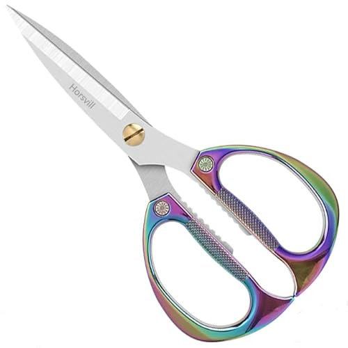 Horsvill Japanese SK5 Stainless Steel Indoor Plant Shears and Garden Scissors, Rainbow, Ambidextrous, 78mm Straight Edge, 1 Count