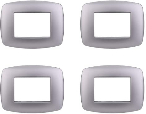4 Pezzi Placche Compatibile Con Bticino Living, Placche Slim Plastica (3 Posti/Moduli,Silver)
