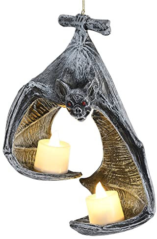Liuyoyo Bat Wall Tealight Holder Bat Wall Sconce Candle Holder Gothic Black Resin Candle Holders Halloween Candlestick Hanging Decor for Home Party