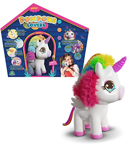 POMPONS LOVERS, Crée tes Peluches, avec tiges Pompons et Accessoires, modèle Licorne, Jouets pour Enfants à partir de 3 Ans, GIOCHI PREZIOSI, RUP007