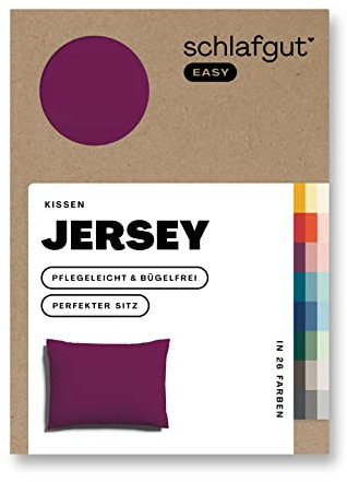 Schlafgut Easy Jersey Kissenbezug 70x90 cm Purple Deep mit 100% Baumwolle, superweicher & atmungsaktiver Kopfkissenbezug