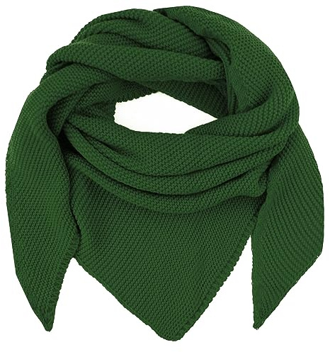 Glamexx24 Pañuelo XXL para mujer, Bufanda Cuello, agradable sensación de uso y calor, color liso, forma triangular, tela ligera, versátil, adecuada para hombre y mujer, XXL, Verde oscuro1, Talla única