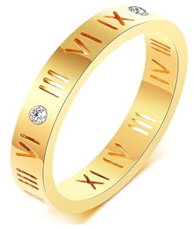 MAGIIE smycken ring för dam i titan, 18k guld damring, romerska siffror, enkel ring för kvinnor, billig damring för bröllop, förlovning, partnerskap, Rostfritt stål