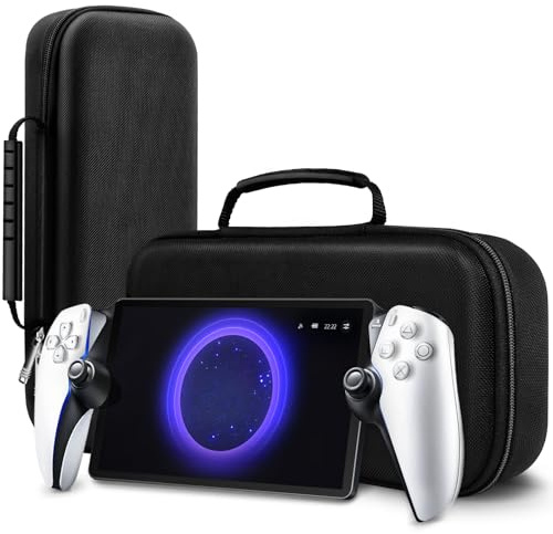 ivoler Väska kompatibel med Playstation Portal Remote Player, Deluxe hård bärväska fodral med skyddande förvaringsväska av nättyg för Playstation Portal [Anti-tapp] – svart, svart