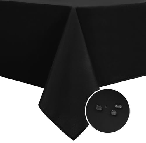 DWCN Black Square Tablecloth - 54 x 54 Inch - Waterproof Stain and Wrinkle Resistant Washable Table Cloth, Decorative Fabric Table Cover for Card Table Dining Room Party and Outdoor Use