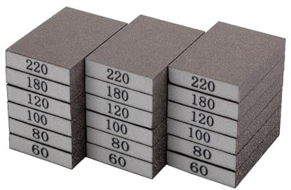 Bates- Sanding Sponge, 18 pcs, 60/80/100/120/180/220 Grit Assortment, Washable and Reusable Sanding Block for Wood, Metal, Drywall, Glazing, Sandpaper Blocks for Smooth Finishing