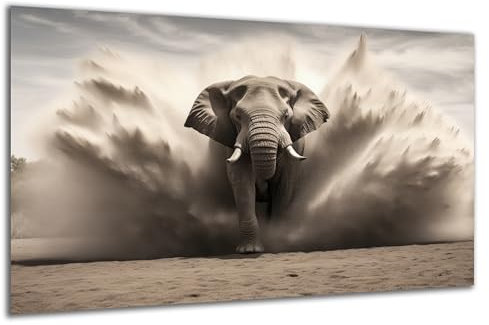 DARO Design - Wand-Bild auf 6mm HDF 84x56 cm Elefant Sand - Wand-Deko Bilder Geschenk