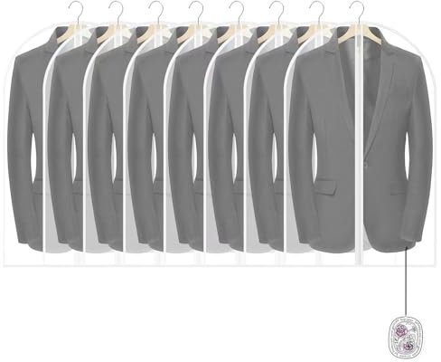 Peoueu Kleidersack,8 Stück Transparent Kleidersäcke mit Duftsäckchen,60 x 100cm Anzugtasche,Kleid Organizer Mottensicher,Kleiderschutzhülle für Abendkleid,Brautkleid,Mäntel,Hemden