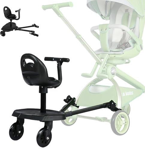 Buggy Board mit Sitz, Trittbrett für Kinderwagen Universal, Buggyboard mit Sitz Kompatibel mit Über 99% der Kinderwagen, Mitfahrbrett Kinderwagen Universal, Kinderwagen Board mit Sitz für Geschwister