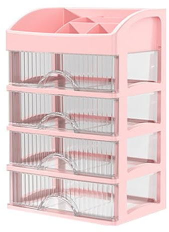 Organizador de cajones, torre de almacenamiento de 4 cajones, cajones de almacenamiento transparentes, caja organizadora de joyas, organizador de cajones, cajón de cosméticos, accesorios de escritorio