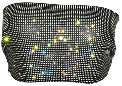 BOGEEL Donne Strass Calze a Rete Senza Spalline Backless Crop Top Regolabile Tie Indietro Nightclub Tubo Top Camisole Gioielli Per Il Corpo