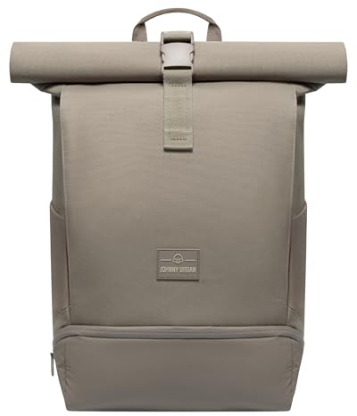 Johnny Urban Rucksack Damen & Herren Grau - Allen Medium - Rolltop Mit Laptopfach für Uni Fahrrad Business - 15L - Wasserabweisend