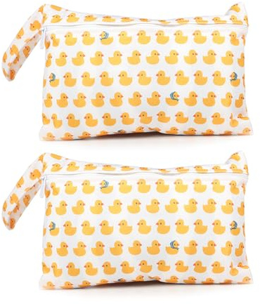 MYGLOAR Lot de 2 Couches en Tissu avec Sac et Humide, Sac Réutilisable pour Chambre d'Enfant, Bâche, Secs avec Fermeture Éclair pour Couches, Voyage, Plage et Piscine