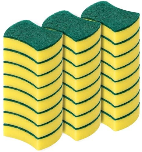 BERKO 24-Pack Kitchen Sponge Scourers – Heavy-Duty Scrub Sponges for Dishwashing, Cleaning, and Multi-Purpose Use – Durable, Non-Scratch, Dual-Sided Design – Ideal for Kitchen, Bathroom & More