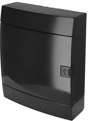 Caja de Distribución de Superficie 2 Filas para 24 Módulos 112,5x286x340,5 mm IP40 - Cuadro Electrico en ABS Negro - Armario de Distribución para Instalaciones Interiores - Horoz Electric