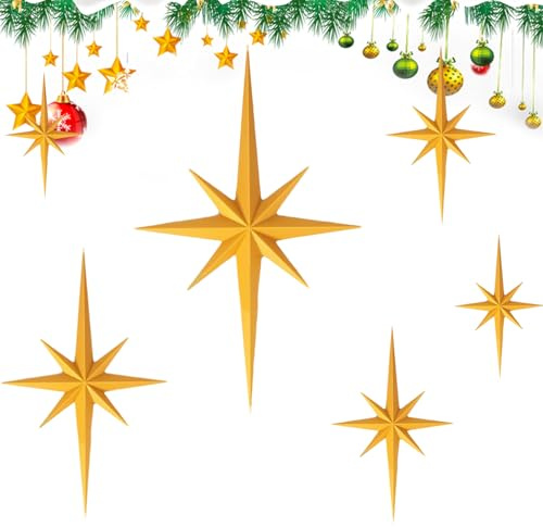 Mimoqk Julgransdekorationer | Hängande väggskulptur, 6 delar hängande prydnader för, kontor, lägenhet, sovrum, vardagsrum, arbetsrum, hall,