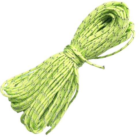2mm Reflective Thin Paracord Rope - 65ft Dyneema Guy Lines for Tent, Tarp, Camping, Kite, Fluorescent Micro Paracord (Green, 65 Feet)