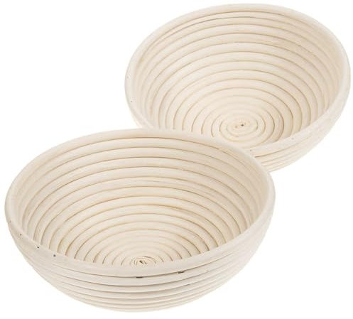SIDCO Gärkorb 2 x Gärkörbchen Rohrbackschüssel Korb Gärkörbe Set Peddigrohr 1 kg rund