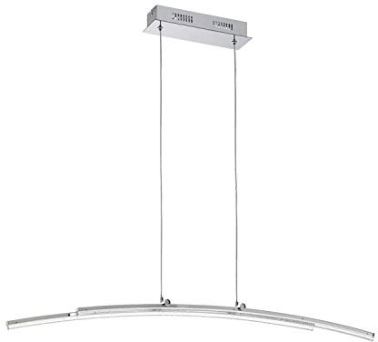 EGLO LED Pendelleuchte Pertini, 2 flammige Hängelampe, Hängeleuchte aus Stahl, Aluminium und Kunststoff, Esstischlampe, Wohnzimmerlampe hängend in Chrom, Transparent